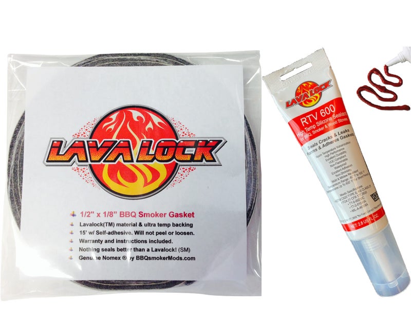 LavaLockÂ® Self Stick PRO Pack: 1/2" x 1/8" Grey Compatible with Nomex BBQ Smoker Gasket w/RTV Charcoal Grill Seal - Image 1